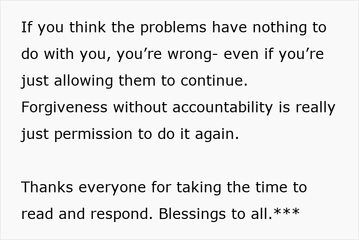 Text about forgiveness and accountability in therapy after husband’s birthday surprise causes issues in 19 years of marriage. - 49