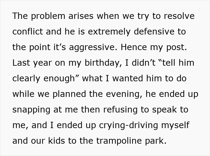 Text excerpt about a husband’s birthday surprise causing conflict and leading to therapy after 19 years of marriage. - 4