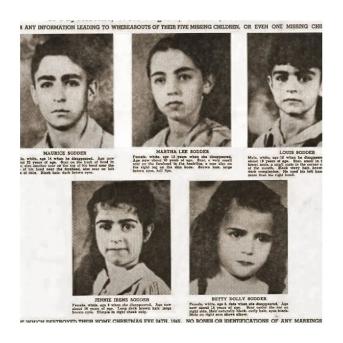 Black and white photos of missing children featured in one of the world's most baffling unsolved mysteries cases.