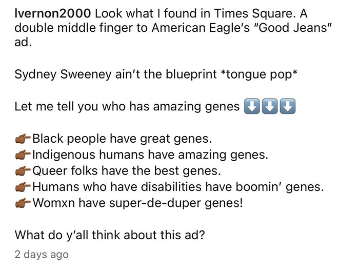 Influencer Slammed For Flipping Off Sydney Sweeney Ad, Making "Racist" Commentary In Viral Post