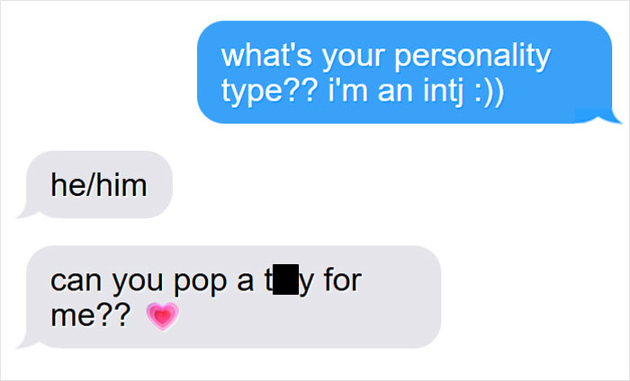 Screenshot of a cringy text conversation with a man awkwardly hitting on a woman using unexpected and awkward language.