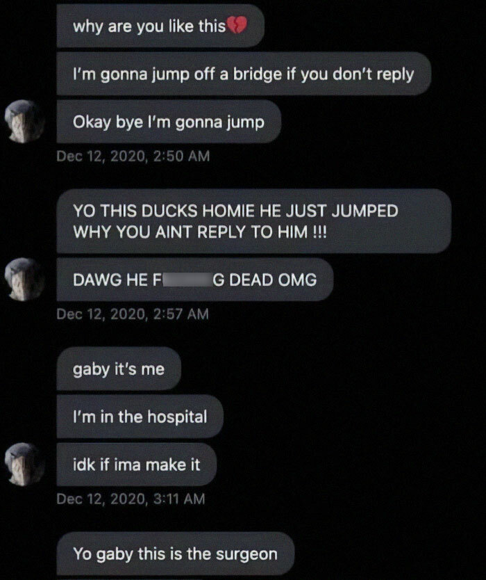 Cringy men hitting on women with dramatic and desperate messages in late-night text conversations.