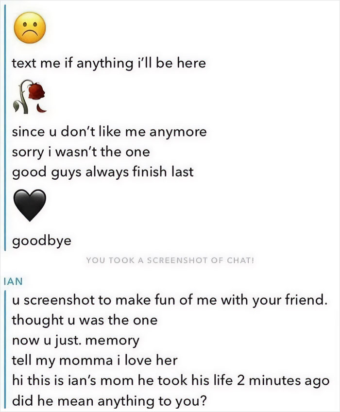 Screenshot of a cringy chat message showing emotional text from a man hitting on a woman, highlighting awkward interactions.