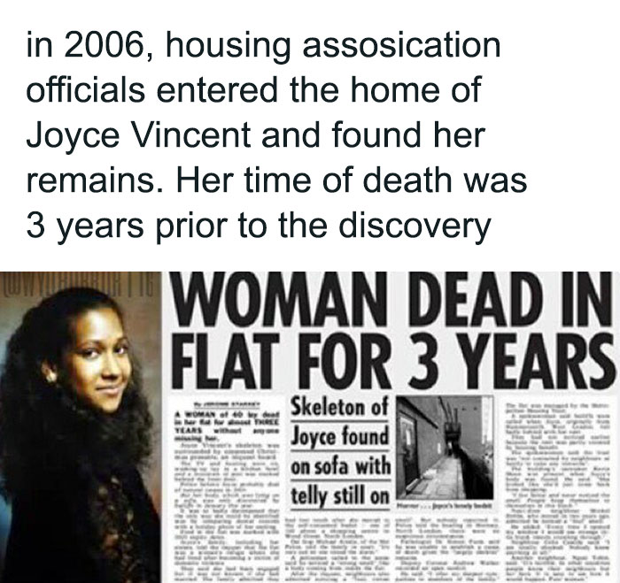 Creepy facts showing discovery of woman dead in flat for 3 years with skeleton found on sofa.