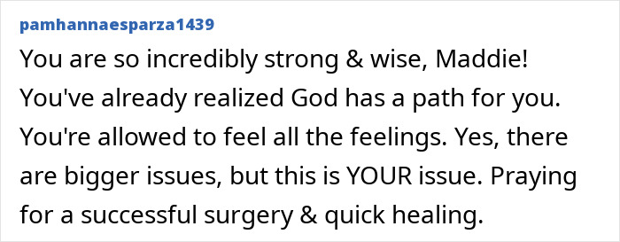 Comment expressing support and prayers for Jamie Lynn Spears' daughter after her accident and surgery recovery.