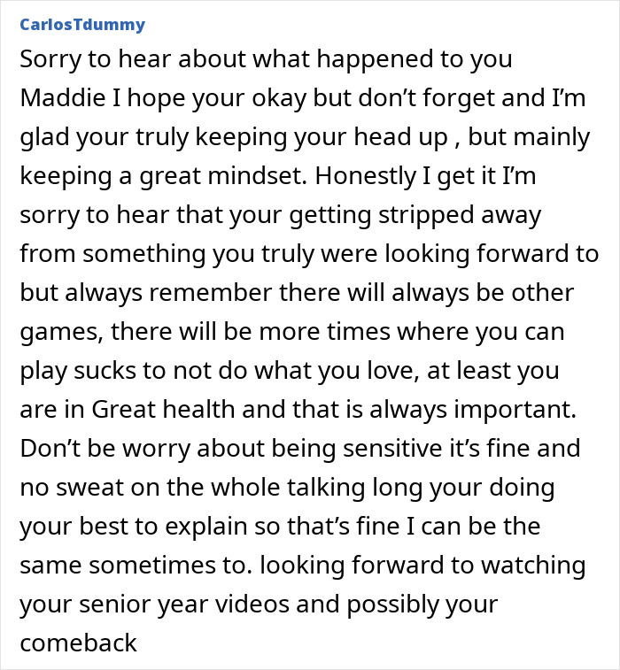 Comment expressing support and encouragement for Jamie Lynn Spears' daughter after her accident and coma recovery.