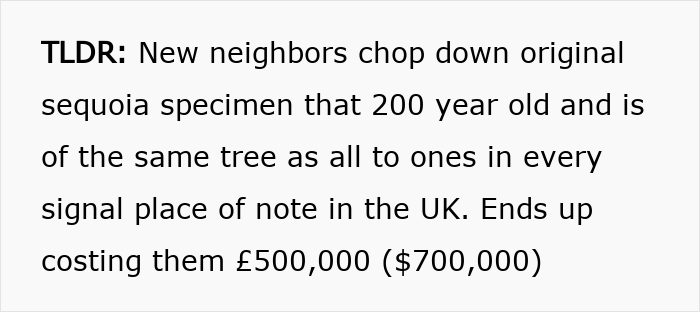 Sequoia tree cut down by jealous neighbor resulting in six-figure fine for property damage and illegal tree removal. Sequoia tree cut down by jealous neighbor resulting in six-figure fine for property damage and illegal tree removal.
