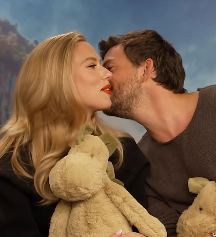 Jonathan Bailey and Scarlett Johansson share a close moment holding plush toys in a selfie sparking racy reactions online.