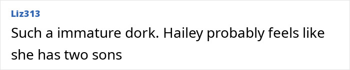 Comment section screenshot discussing Justin Bieber, Kendall Jenner, and Hailey's reaction related to a dive bar photo buzz.