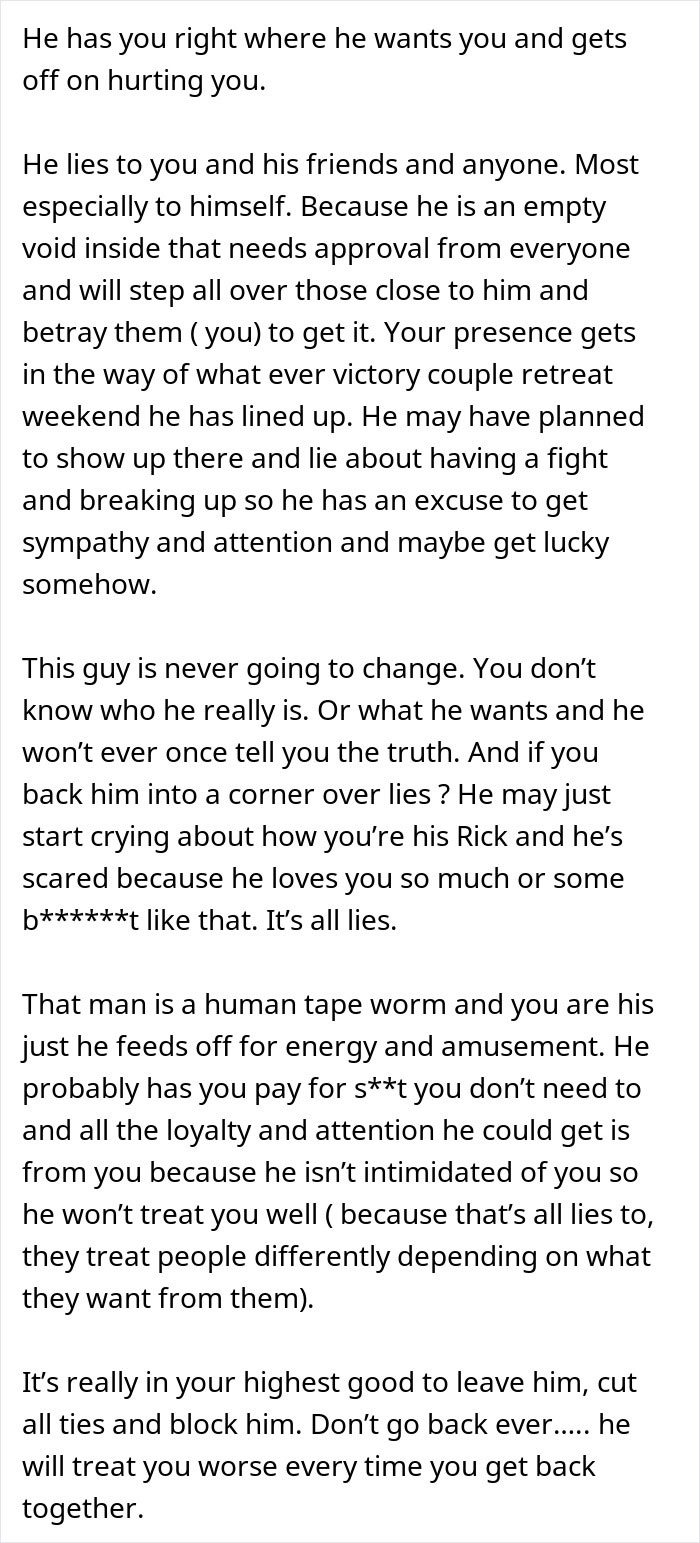 Alt text: Woman finds out boyfriend told friends she couldn&rsquo;t join couples trip without asking her, feeling betrayed and hurt