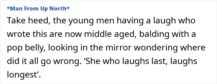 Text excerpt discussing middle-aged men reflecting on a resurfaced most unattractive women list backlash. Text excerpt discussing middle-aged men reflecting on a resurfaced most unattractive women list backlash.