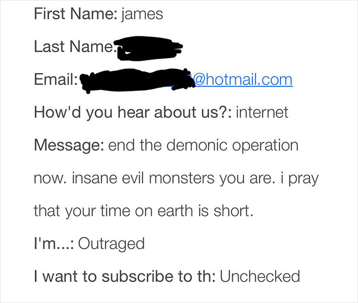 Screenshot of email message showing violent threats received by dog meat farm owner after going viral online. - 14