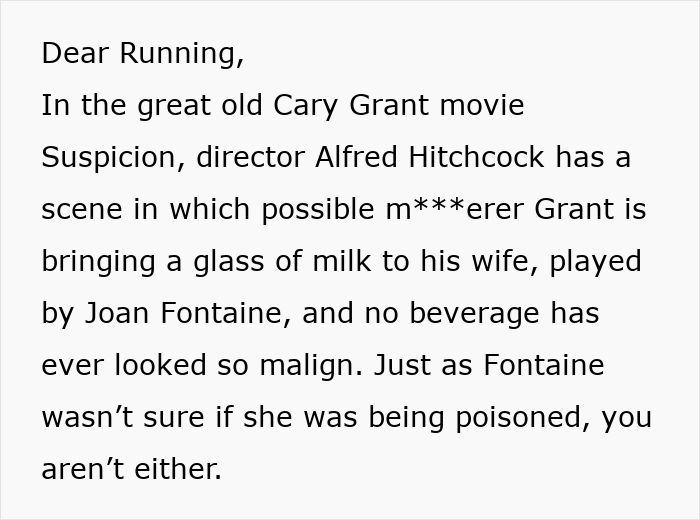 Text excerpt discussing a movie scene about suspicion of poisoning, highlighting a man doubting his mom poisoning his wife.
