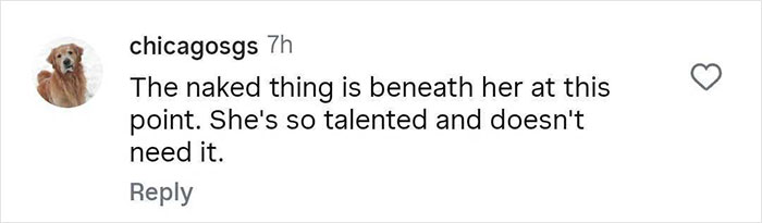 Instagram comment praising Miley Cyrus, stating her talent shines beyond her bold magazine cover photoshoot. - 22