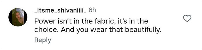 Comment from user _itsme_shivaniiii expressing admiration and confidence about choice and beauty in a social media post. - 41