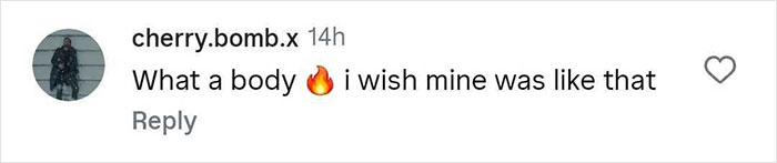 Instagram comment praising a body with flame emoji relating to Miley Cyrus stunning fans for Perfect magazine cover. - 46