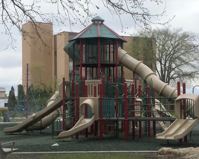 Playground equipment empty on a cloudy day related to mom who called autistic child the N-word facing charges. Playground equipment empty on a cloudy day related to mom who called autistic child the N-word facing charges.