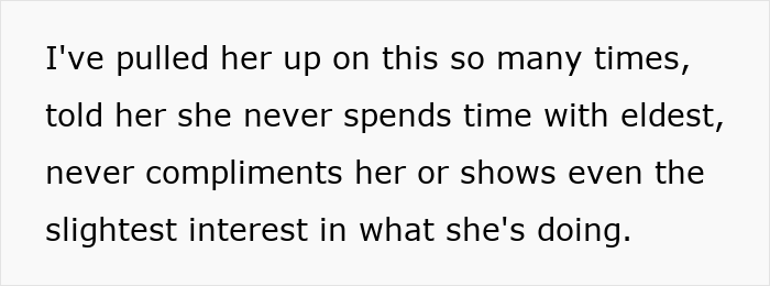 Text excerpt discussing parental favoritism and lack of attention toward the eldest child in a family conflict.