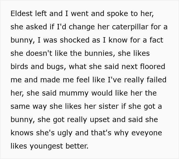Text excerpt showing a girl feeling unloved by mom who favors her girly sister, causing family tension and dad&rsquo;s reaction.