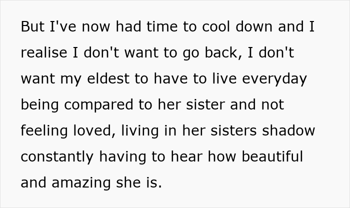 Text discussing a father removing his child from home due to mom loving girly daughter more and comparisons causing hurt feelings.