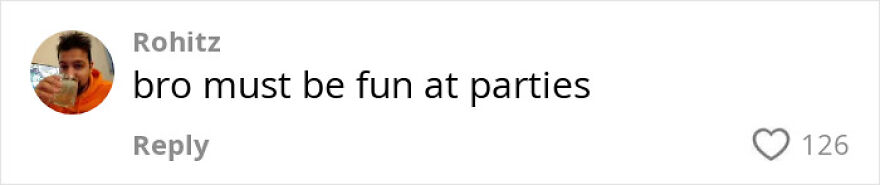Social media comment saying bro must be fun at parties, highlighting conversation around neurologist warnings.