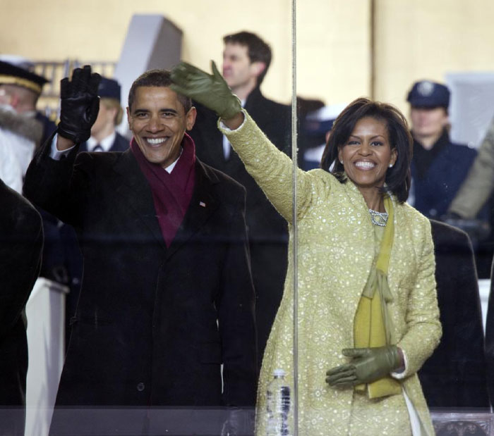 Barack Obama and Michelle Obama waving, reflecting Barack Obama&rsquo;s net worth growth and strategic shift into global media in 2025