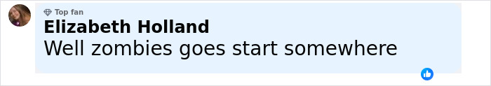 Comment from Elizabeth Holland mentioning zombies starting somewhere, related to mutant deer and animal outbreak concerns.