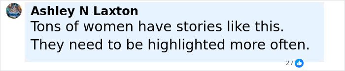 Comment by Ashley N Laxton discussing women&rsquo;s stories and the need for more awareness about health issues.