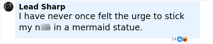 Comment expressing no desire to engage with a famous mermaid statue criticized for its portrayal of the female body. - 25