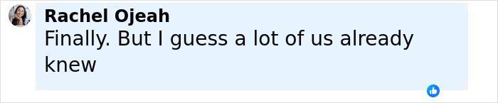 Comment by Rachel Ojeah on social media discussing Serena Williams and weight loss jabs for transformation.