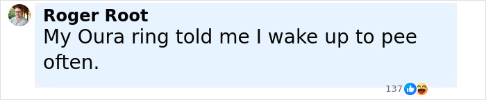 Comment by Roger Root about a smart ring detecting health changes related to waking up frequently at night.