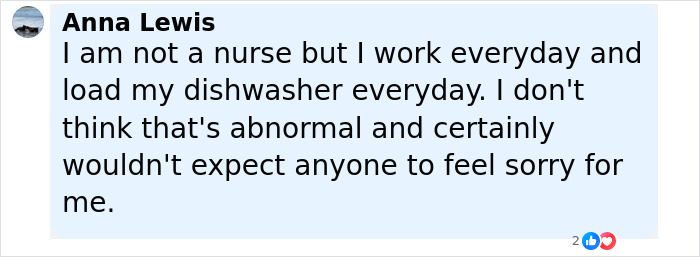 Screenshot of a social media comment about daily work, related to reality star Kate Gosselin's nursing career comeback.