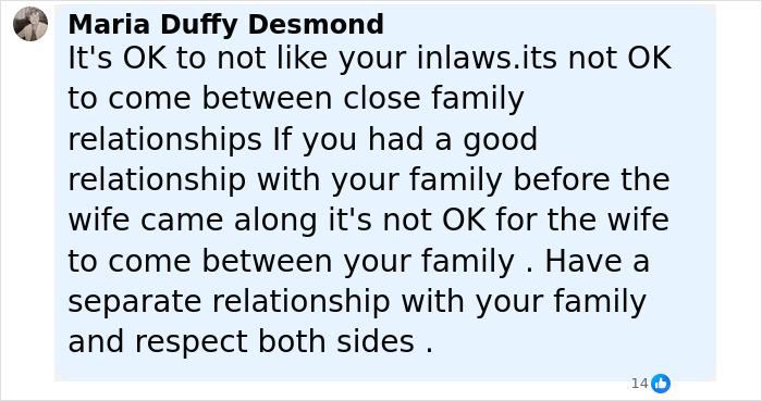 Screenshot of a social media comment about family relationships related to David and Victoria Beckham&rsquo;s son Brooklyn's vow renewal speech.