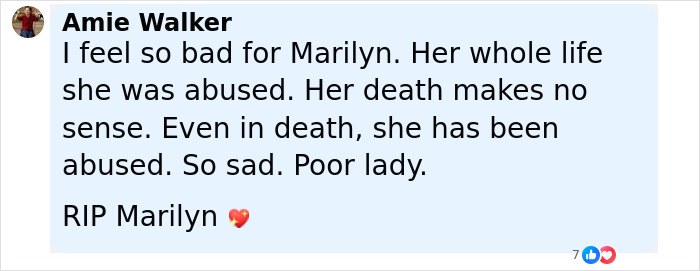 Comment expressing sadness over Marilyn Monroe's life and suspicious findings in her autopsy decades later. - 18