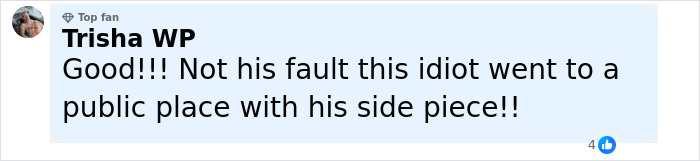 Comment by Trisha WP, a top fan, defending Chris Martin regarding the cheating scandal controversy in a social media post.