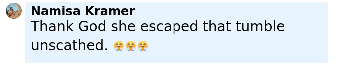 Comment on social media post expressing relief Anne Hathaway escaped fall unscathed after heel broke on set of The Devil Wears Prada 2.