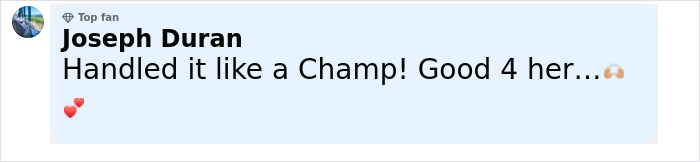 Comment from Joseph Duran praising Anne Hathaway for handling a situation well after her heel broke on set.