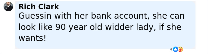 Comment by Rich Clark expressing a critical opinion in a social media post about Emma Watson wearing a see-through dress on a hike.