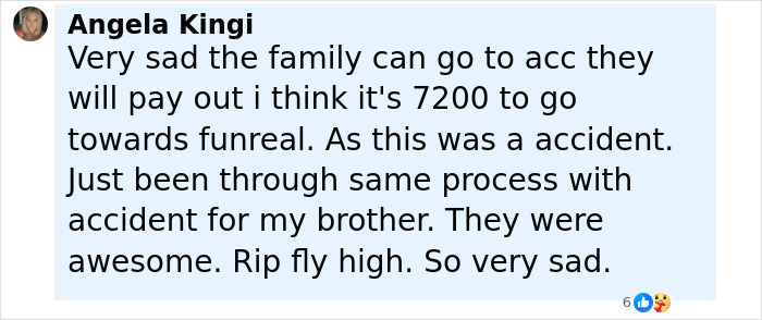 Comment expressing sadness over dad, 28, losing life after being buried alive while digging sand with kids.