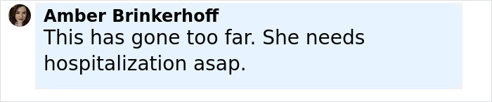 Comment from Amber Brinkerhoff about urgent hospitalization, related to a woman who fell in love with therapist and went violent.
