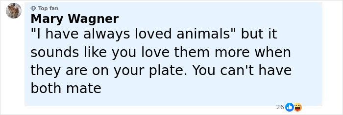 Comment by Mary Wagner questioning love for animals while supporting dog meat consumption, highlighting controversy surrounding dog meat farm owner. - 21