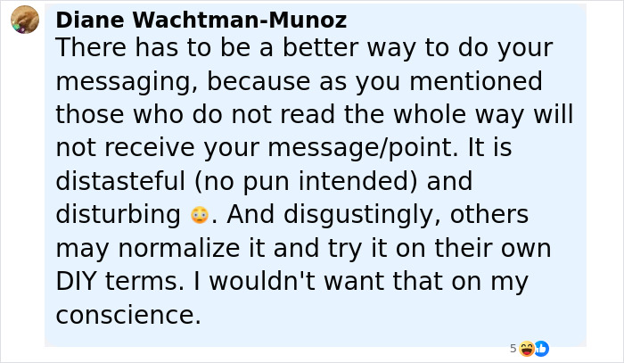 Comment from Diane Wachtman-Munoz discussing disturbing messages and reactions related to dog meat farm owner receiving violent threats. - 25