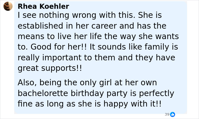 Alt text: Social media comment supporting Millie Bobby Brown after adopting a baby, highlighting family importance and happiness.