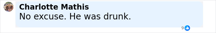 Comment stating no excuse and he was drunk, related to intoxicated man’s threat and supermodel wife defense. Comment stating no excuse and he was drunk, related to intoxicated man’s threat and supermodel wife defense.
