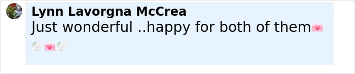 Comment by Lynn Lavorgna McCrea expressing happiness about Liam Neeson's rumored romance with Pamela Anderson. - 21