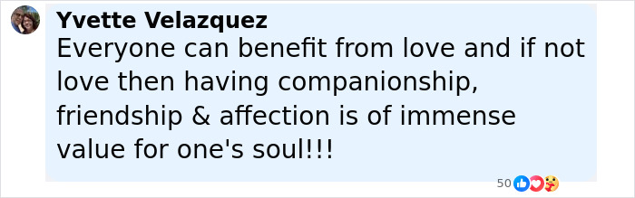 Comment by Yvette Velazquez expressing thoughts on love, companionship, and affection related to Liam Neeson's late wife's sister. - 9