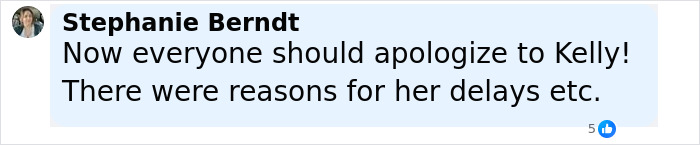 Comment expressing support for Kelly Clarkson regarding delays, related to her messy painful divorce and ex's passing at 48. Comment expressing support for Kelly Clarkson regarding delays, related to her messy painful divorce and ex's passing at 48.
