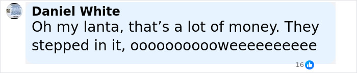 Comment on social media post expressing surprise about large financial award in family case involving gravely disabled baby after healthy pregnancy