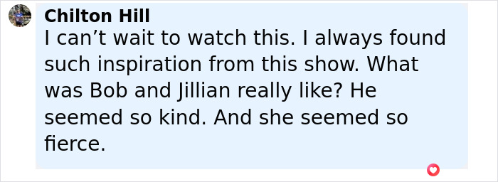 User comment by Chilton Hill expressing anticipation to watch a show and thoughts on Bob and Jillian&rsquo;s personalities related to The Biggest Loser PTSD.