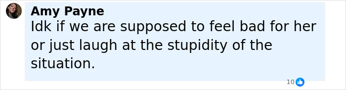 A social media comment by Amy Payne reacting to an influencer fracturing her spine attempting Nicki Minaj stiletto challenge.